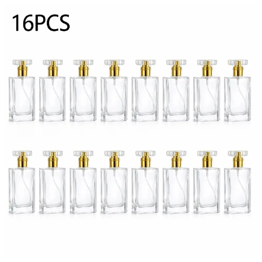 16pcs 30ml Glass Perfume Bottles, Refillable Transparent Travel Perfume Spray Atomizer Bottles with Fine Mist Spray Applicator