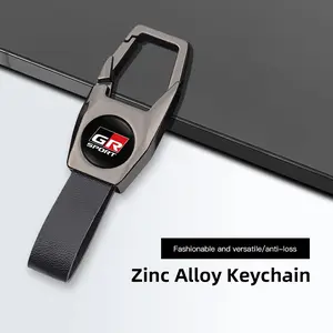Deluxe PU Leather Keychain with Car Badge Keychain Pendant For Toyota 86 Corolla Camry Yaris Supra RAV4 Land Cruiser Prado 4Runner Hilux Prius bZ4X Sequoia Tundra Agya Highlander Urban Cruiser Mirai AQUA Fortuner VENZA Aygo Tacoma Harrier Avalon Rumion