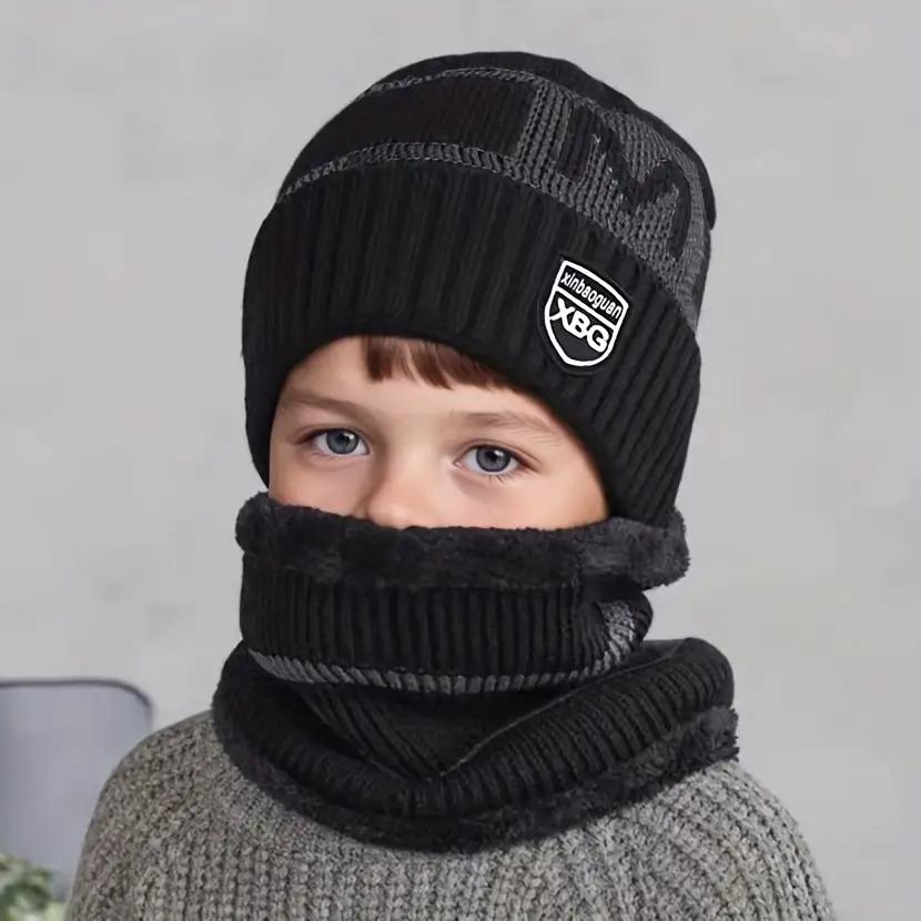 2pcs Kids' Winter Hat & Scarf Set - Thick Warm Beanie with Ear Flaps, Stretchy Fit, &, Perfect for Outdoor Play, School, Christmas, Winter Hat For Boys, School Winter Wear, Festive Winter Wear, Soft Winter Wear