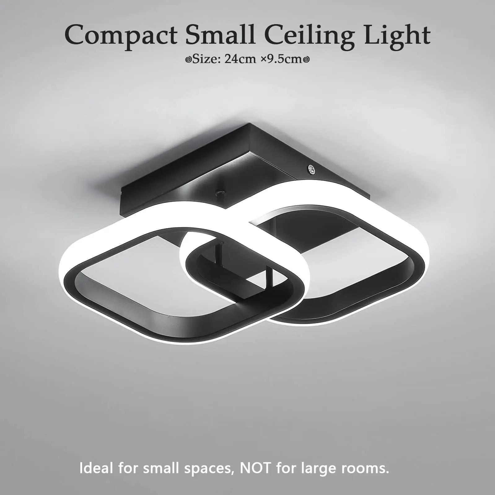 1/2/3 Pack Small Ceiling Light, Square Modern LED CeilingLight Fixture, hallway ceiling light,6500K Cool WhiteLight， Acrylic Hallway Light Fixture Ceiling Lamp, for Hallway Kitchen Study Bedroom Living Room（Suggest purchasing 3 of them）