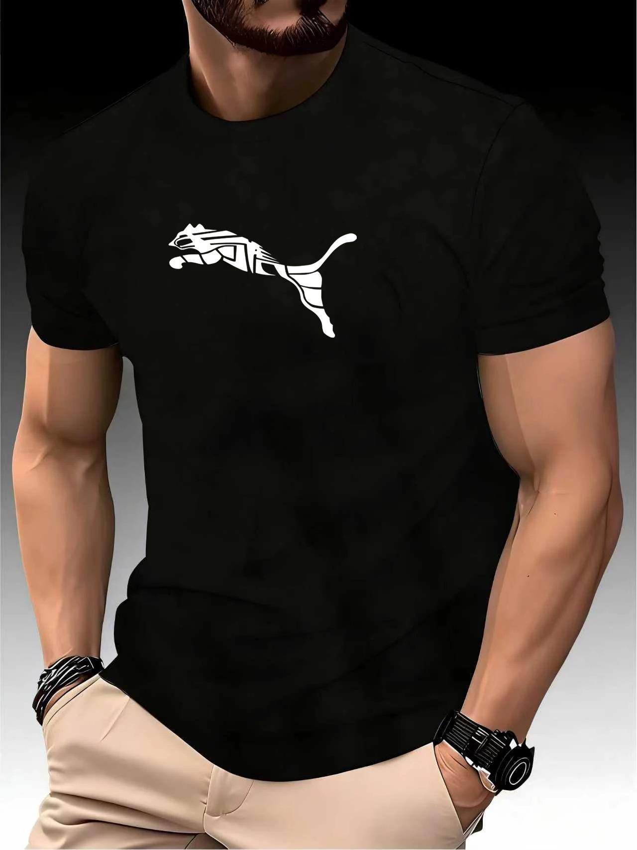 New Summer Luxury Men's Fashion Fox Leopard Print T-shirt Crewneck Casual Trend Y2K High-end High Quality Fitness Sports T-shirt New Summer Luxury Men's Fashion Fox Leopard Print T-shirt Crewneck Casual Trend Y2K High-end High Quality Fitness Sports T-shirt