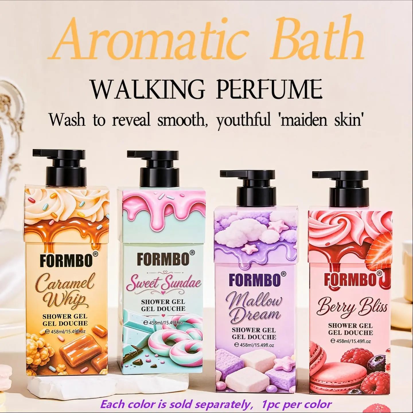 Formbo Sweet Sundae Perfume Shower Gel, Moisturizing Body Wash 458ML, Fragrant Bathing Essentials, Hydrating & Refreshing Formula