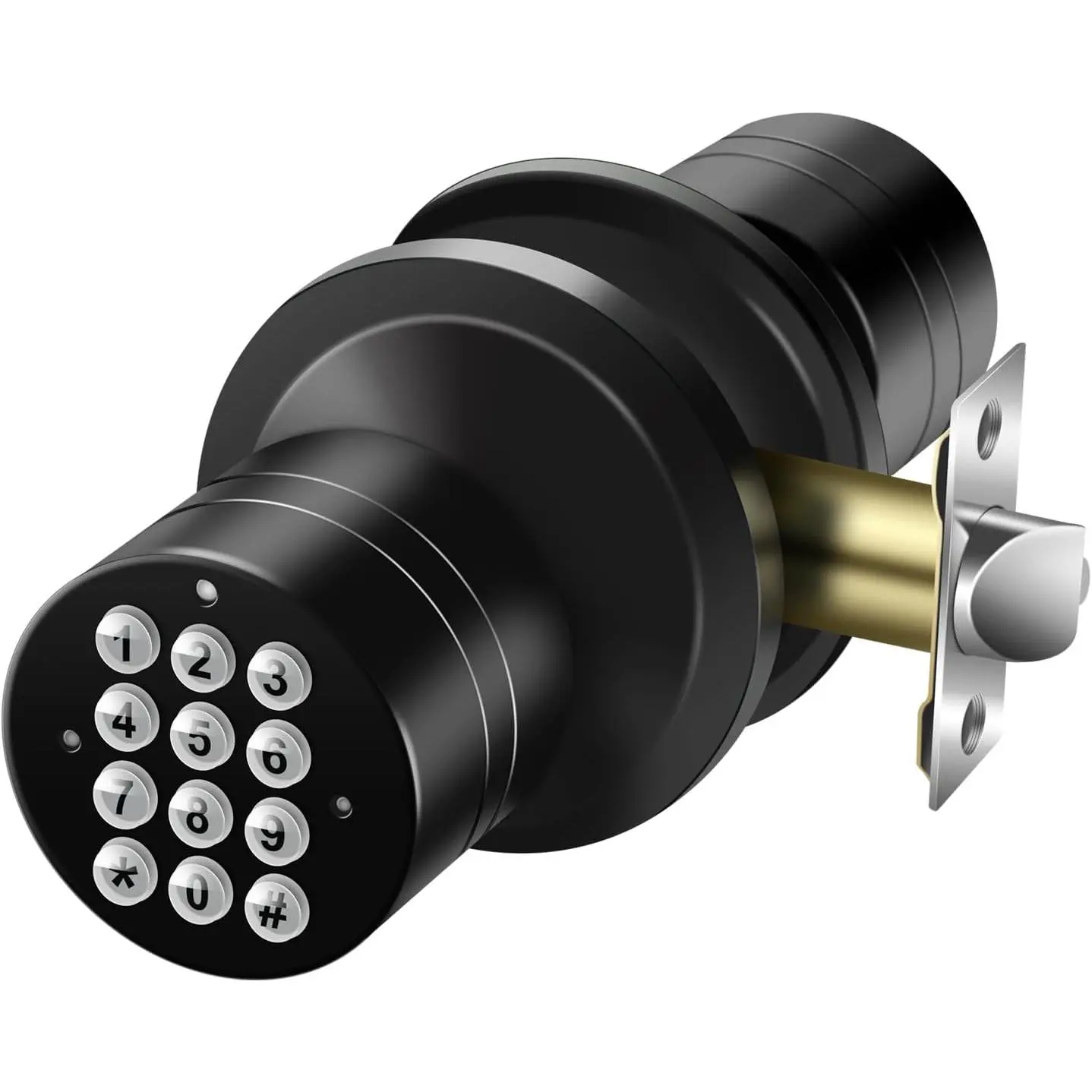 Door Knob with Keypad, Keyless Entry Door Lock, Black  Code Locks Door Knob, Passage Mode, Easy to Install for ,Office,Hotel,Bedroom