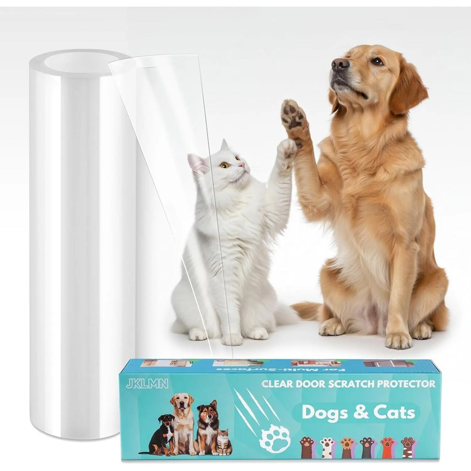 Door Protector from Dog Scratching – No-Residue Pet Door Scratch Protector for Dogs & Cats, Transparent Dog Scratch Guard for Doors & Furniture, Scratch Guard for Doors
