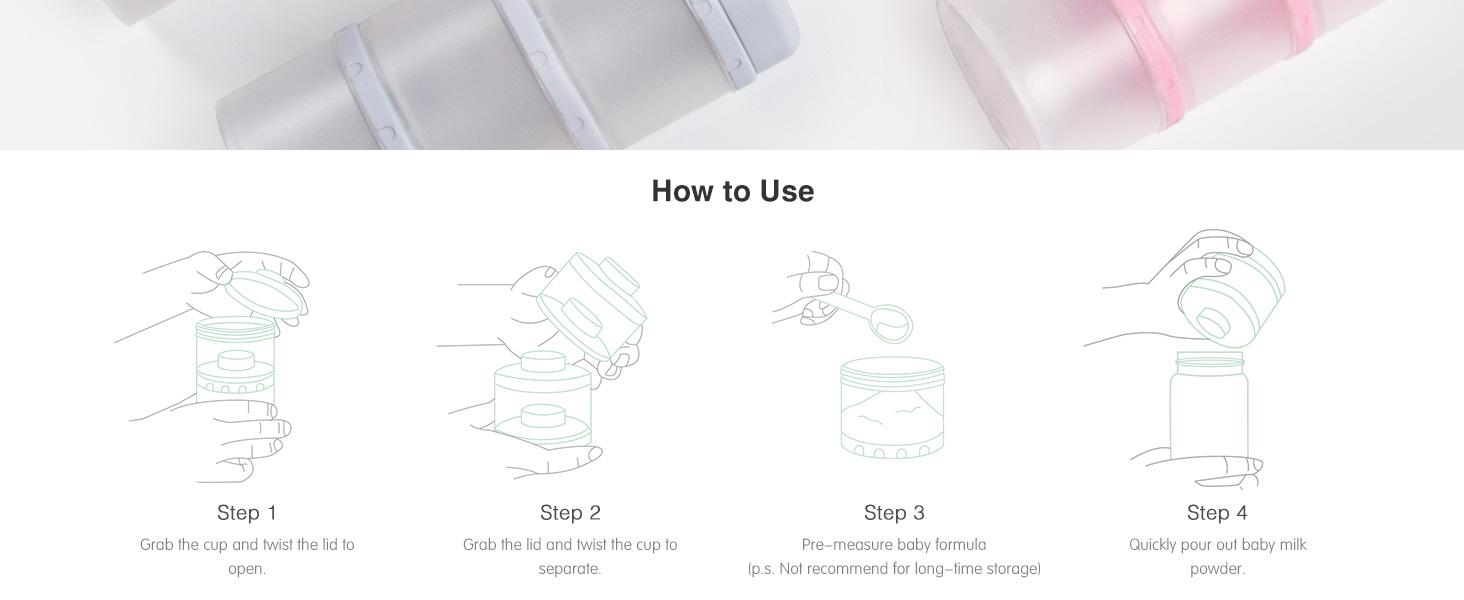 Termichy Stackable Formula Dispenser Portable Milk Powder Container, 2 Pack, Light Pink Termichy Stackable Formula Dispenser Portable Milk Powder Container, 2 Pack, Light Pink