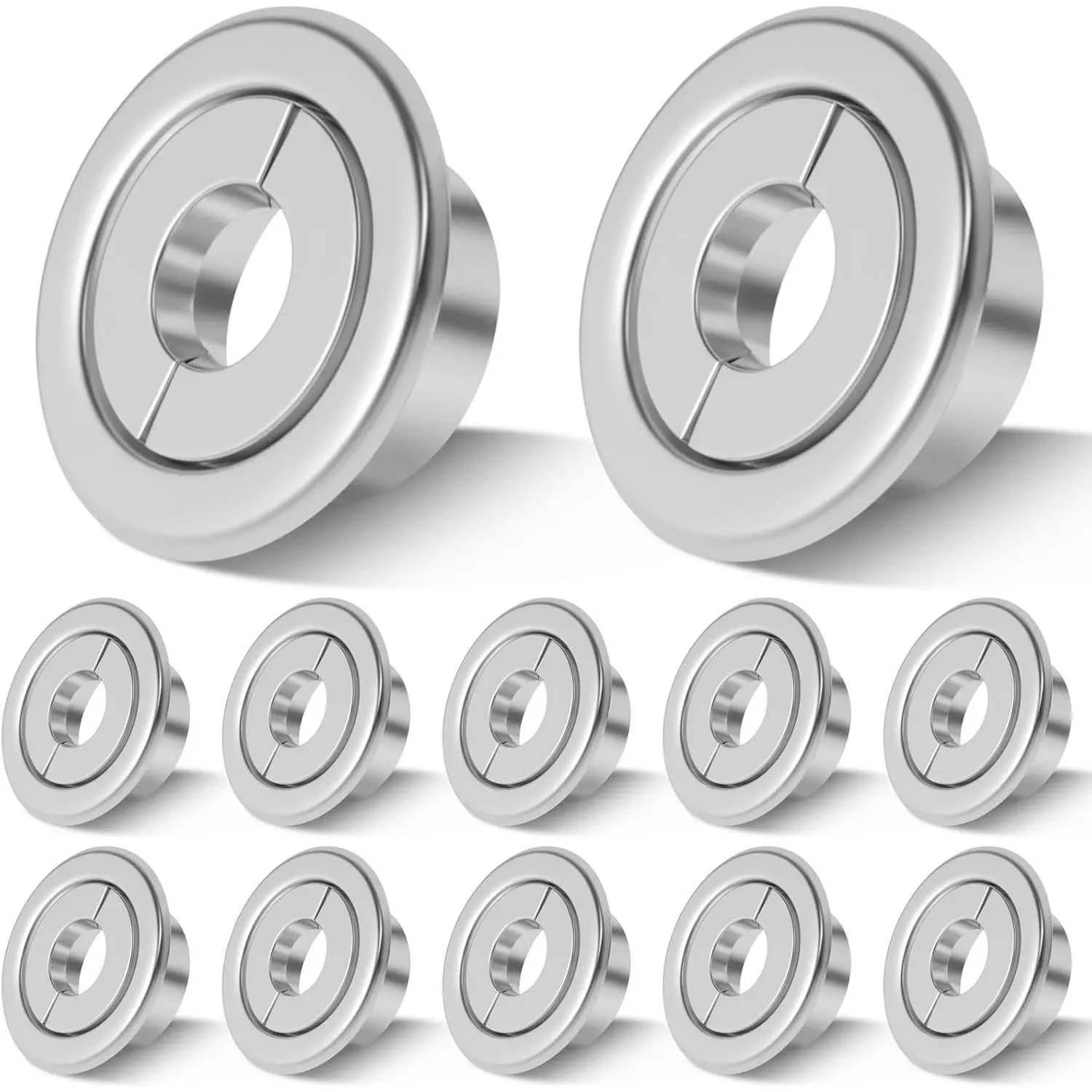 12 Pcs Retrofit Recessed Fire Sprinkler Escutcheon 1/2" Ips Split 3 Piece 3/4" Adjustment Sprinkler Head Cover Plate Trim Ring for Fire Trim Ceiling (Silver)