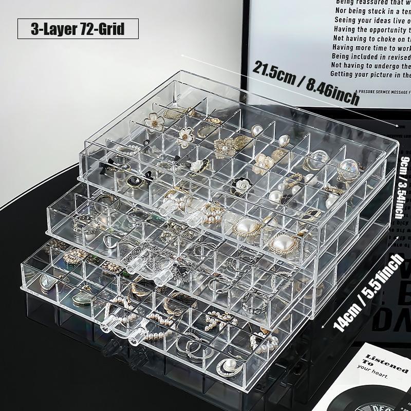 Layers Plastic Dustproof Jewelry Box, 1 Count Jewelry Storage Box, Transparent Large Storage Display Case, Multi-layer Earrings Rings Necklaces Bracelets Pendants Organizer, Home Jewelry Organizer, Jewelry Holder Organizer