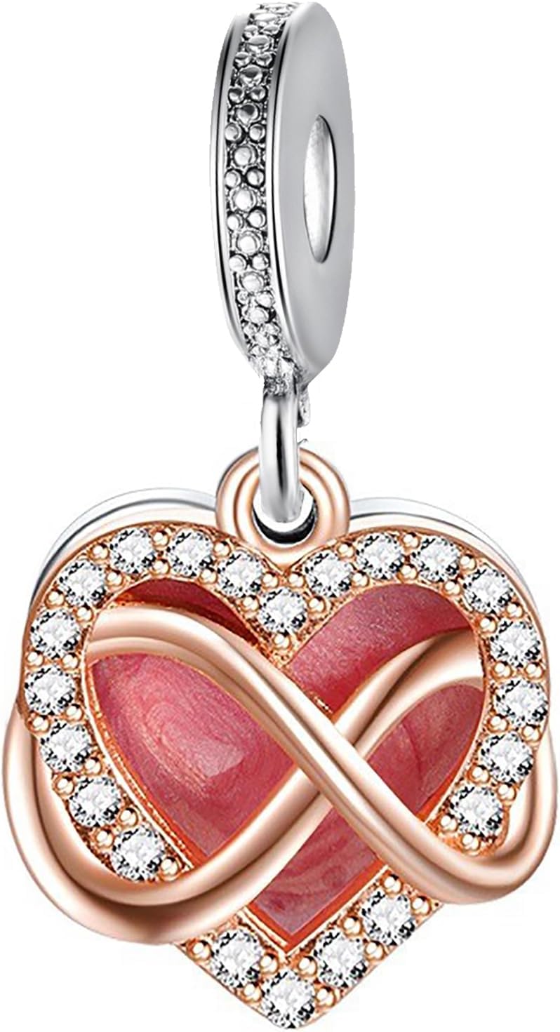10 count Silver Bead Charms for Pandora Bracelets and Necklaces Charm for Woman Cubic Zirconias Dangle Pendant Jewelry Beads Set