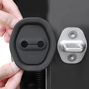 THE WELL KEPT 4PCS Door Latch Lock Cover,Silicone Door Latch Guard Car Decorations&Protects Door Latches,Universal Self-Adhesive Door Lock Latch Protector Car Accessories for Most Vehicles (Black)