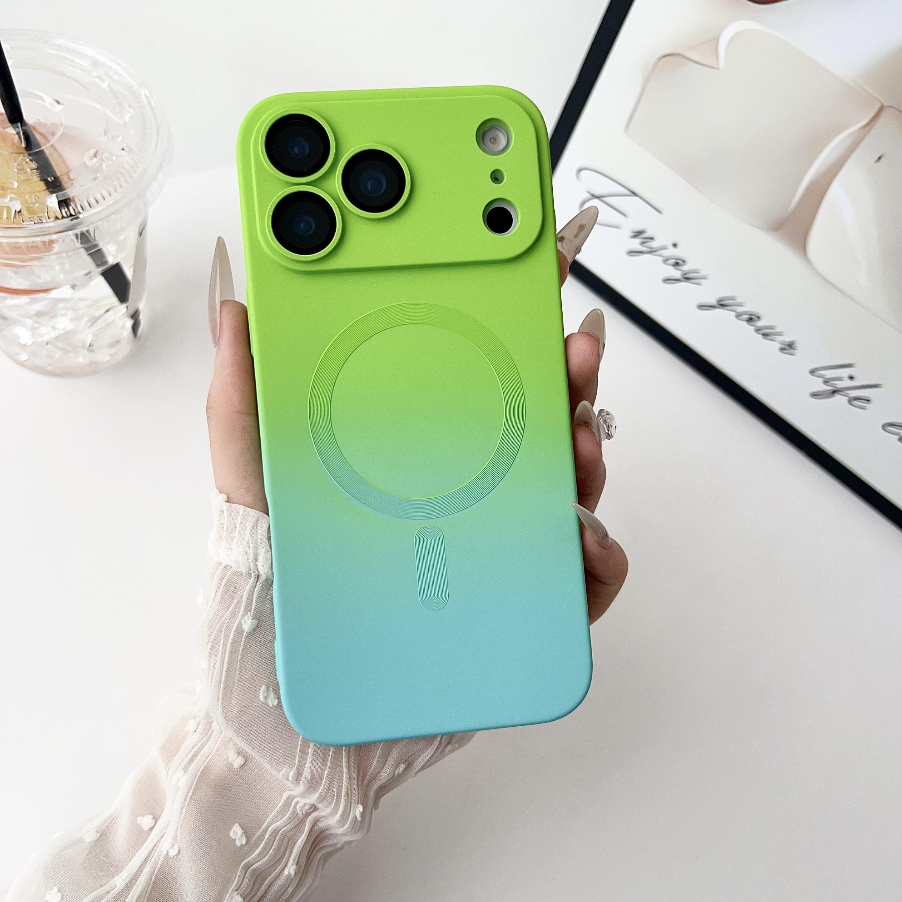 For iPhone 17 Pro Max 16 15 14 13 Pro/plus Magnetic Luxury Gradient Design Soft Liquid Silicone with Camera Lens Protector Case