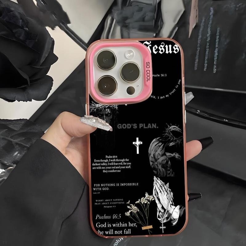 Multi-color Faith Jesus Cross Pattern Mobile Phone Case for iPhone17 16 15 14 13 12 11 Pro Max Plus Luxury Shockproof Protection Back Cover