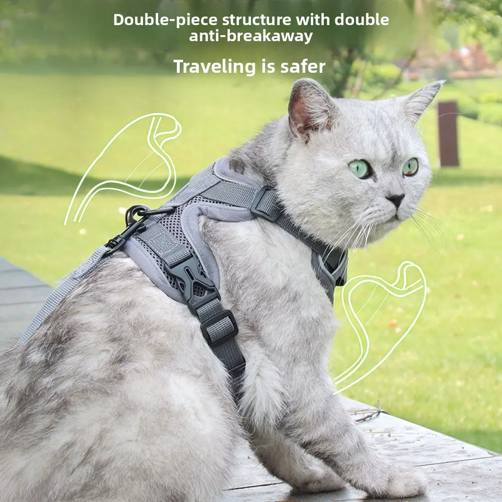 Escape-Proof Vest-Style Polyester Harness & Leash Set for Small Dogs, Cats - Adjustable, Reflective, Breathable Pet Chest Strap with Comfortable Handle, Harnesses, Durable Reflective Harness