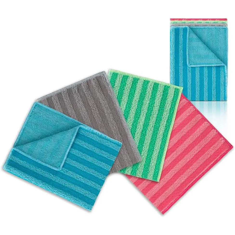 Microfibre   Cloth Set of 4 Kitchen & Bathroom Tough Dirt Cloth | Lint-Free, Scratch-Free Cloth | 16'' x 12'' |
