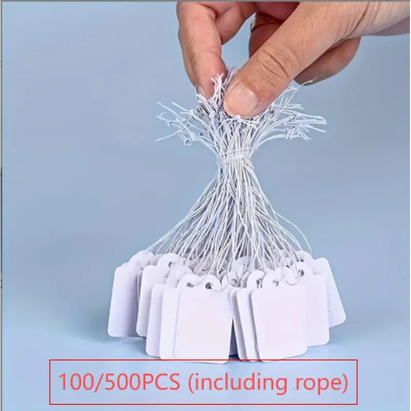 100/500PCS (including rope) price tag, easy to write, blank Decorative price tag wild products, wedding send a paper label gift tag, mini-items, hanging decoration, scene decoration, jewelry price tag tag tag