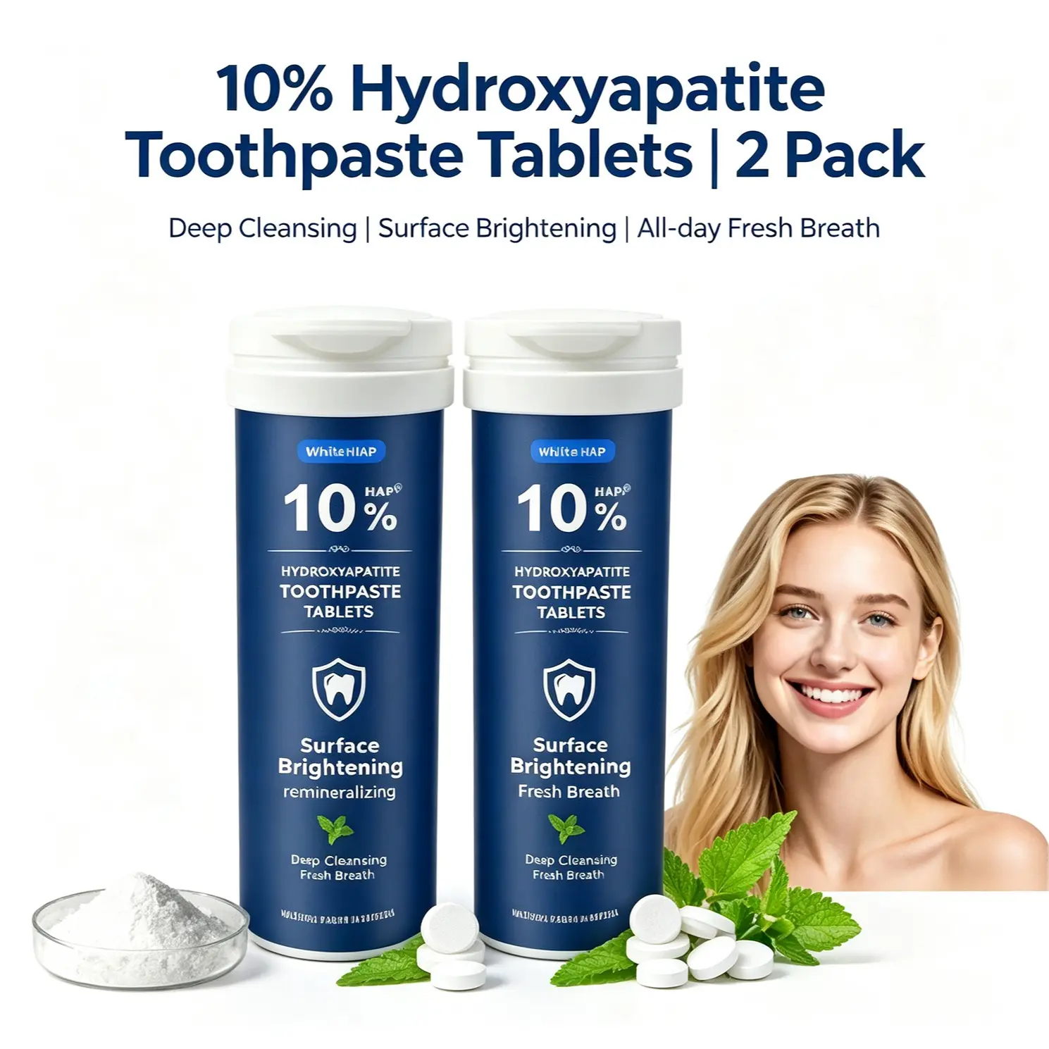 Portable 50 Count Tooth Care Tablets, Daily Gum Protection, Gentle Cleaning, Fresh Breath, Prevents Tartar Buildup, Keeps Teeth Bright