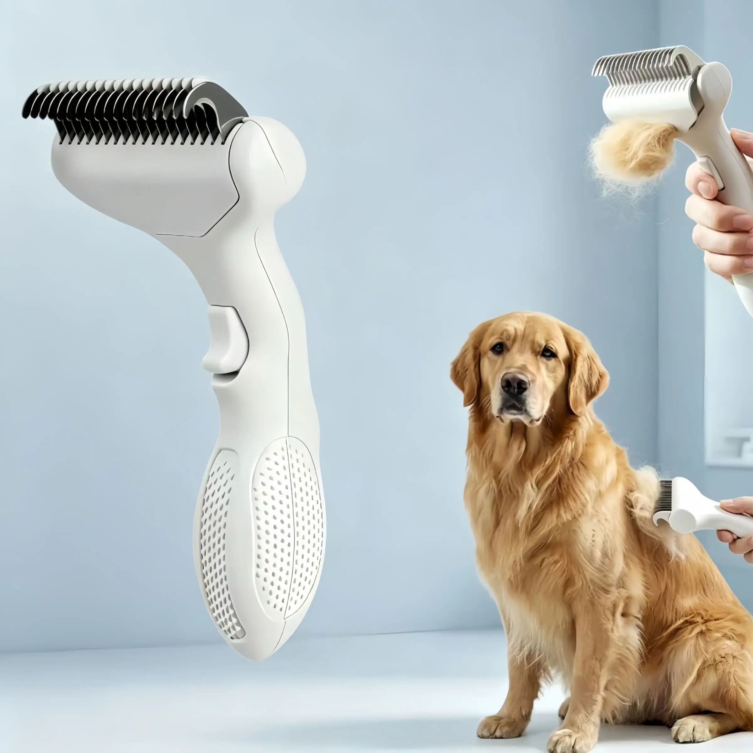 Dual-Function Detangling Comb, Wide Dog Grooming Brush, Reduces Shedding 95%, Ideal for Long-Haired Pets, Small to Large Dogs, Cats,cat,cat stuff,dog stuff,puppy keep,cachorro feliz