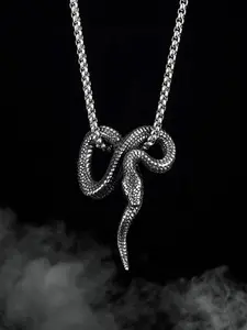 Vintage Punk Snake Pendant Stainless Steel Necklace, Hip Hop Fashion Men's Casual Street Style, Unique Python Creative Party Jewelry