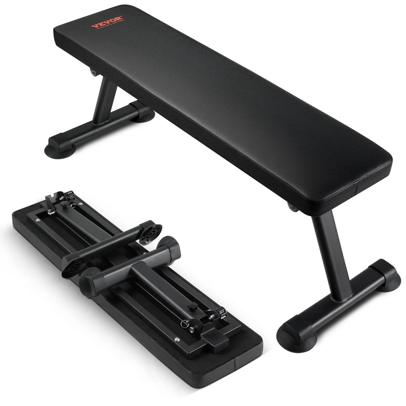 【DealsForYouDays】VEVOR Flat Weight Bench, Foldable Strength Training Bench, Utility Workout Bench for Full Body Workout, 1000 LBS Press Bench for Home Gym Exercise, for Multi-Purpose Weight Training and Ab Exercises