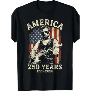 Abraham for LincoLn Playing Guitar T-Shirt - Retro Vintage Abe for LincoLn Suitable for - Wear, Machine Washable Round Neck Tee with Iconic President, Casual & Themed Events Apparel for History Buffs