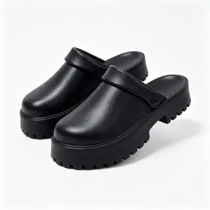 Womens Closed Toe Lug Sole Mule Clogs, Comfortable EVA Slip On Slides with Adjustable Buckle Straps, Trendy Platform Casual Sandals for Home Beach Shopping Errands