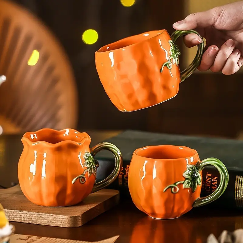 Halloween cute pumpkin cup hand-painted ceramic mug office water cup creative coffee cup