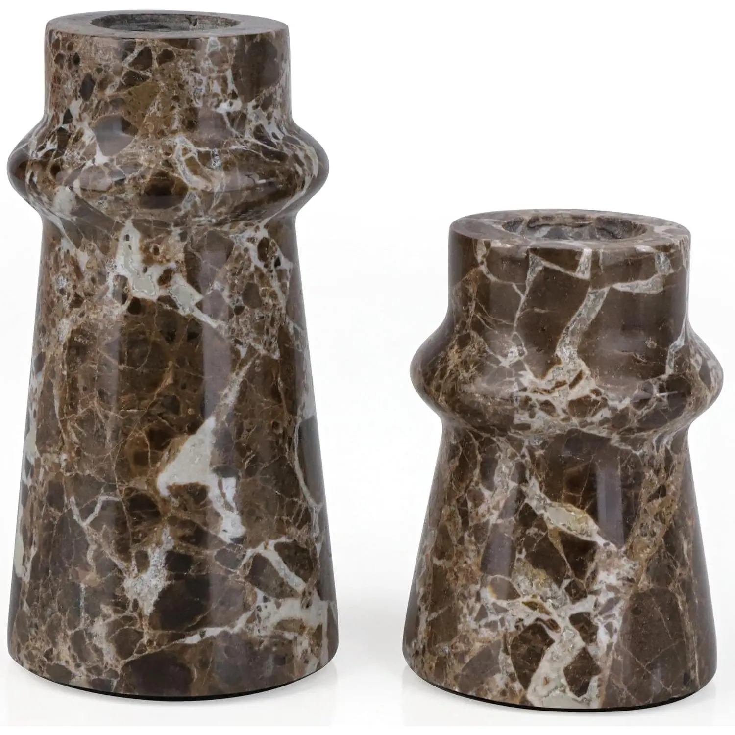 Marble Candle Holder Set of 2 Taper Candle Candlestick Mantle Candle Stand for Home Decor,Wedding,Party and Table Centerpieces(Brown)