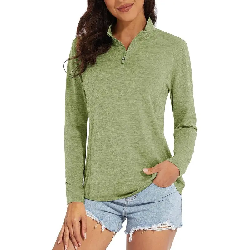 Women's 1/4-Zip Long Sleeve UPF 50+ Sun Shirt, Quick-Dry Breathable Athletic Pullover, UV Protection Top for Running, Hiking, Outdoor Sports