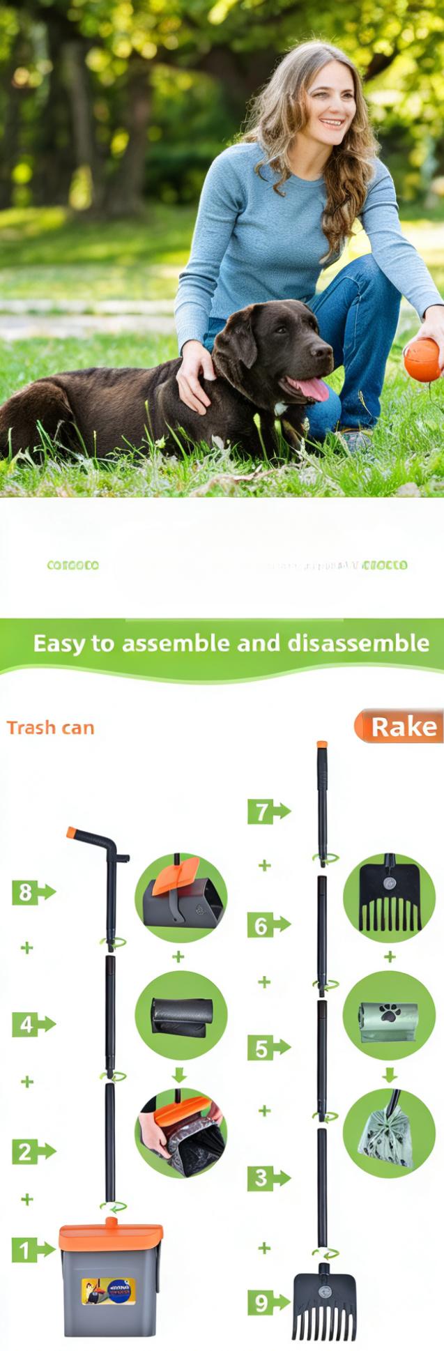 Pet waste picker for outdoor use, suitable for adult dogs and puppies, dog walking poop scooper