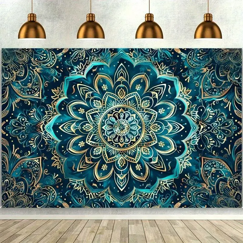 [Polyester Mandala Tapestry] Polyester Mandala Boho Tapestry - Versatile Wall Hanging for Living Room, Bedroom, Office Decor - Perfect for Parties & Photo Backdrops