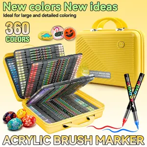 Professional Art Markers Set, 360 Colors, Liquid Acrylic Pens, Soft Tips, Ideal for Painting, Sketching, Layering, Various Materials