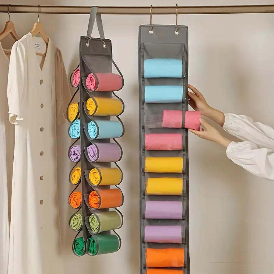 Pants Storage Bag, Hanger Holds 16 Tight-Fit Pants or Shirts Jeans, Foldable Hanger, Space-Saving Closet Organizer, Easy to Use