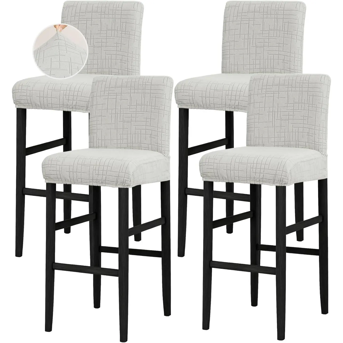 Bar Stool Covers 4 PCS Stretch High Chair Slipcover with Backs Washable Velvet Pub Counter Chair Cover for Restaurant Removable Counter Barstool Cover Resistant, Light Grey