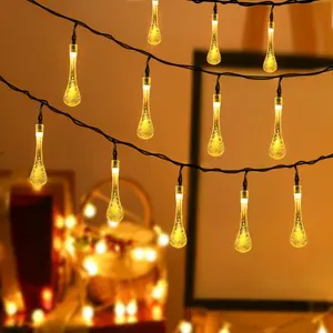 Solar Water Drop Light, 12m-100led Waterproof LED String Lights for Outdoor Garden, Lawn, Patio, Festival, Party Decorations