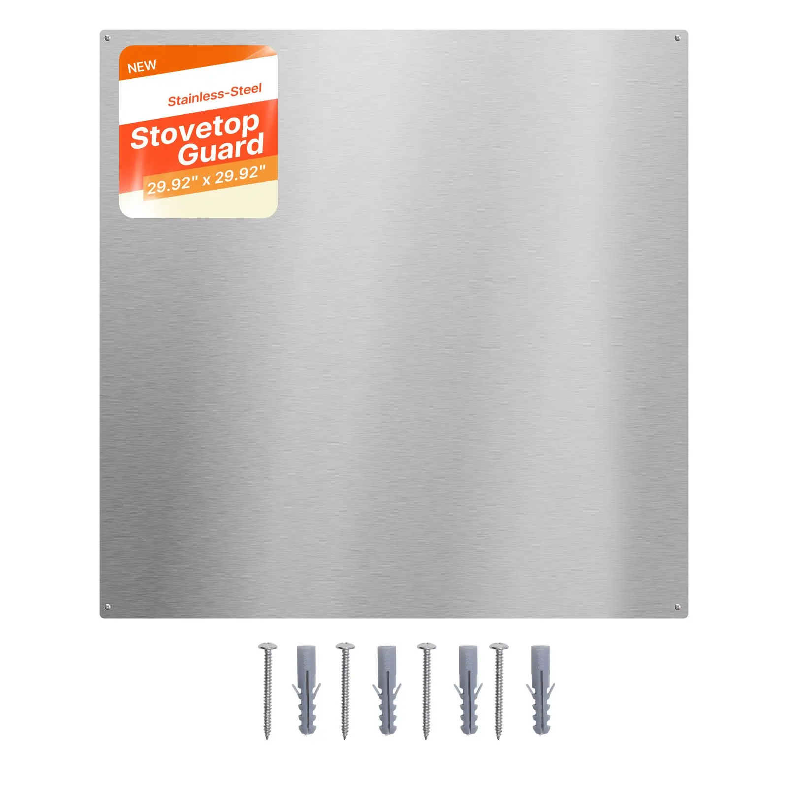 VEVOR 30" x 30" Stainless Steel Backsplash for Stove, Ultra Flat Splatter Guard, Wall Shield Range Hood Backsplash, Easy Clean Kitchen Wall Metal Panel, Pre-Drilled Holes for Easy Installation, Silver