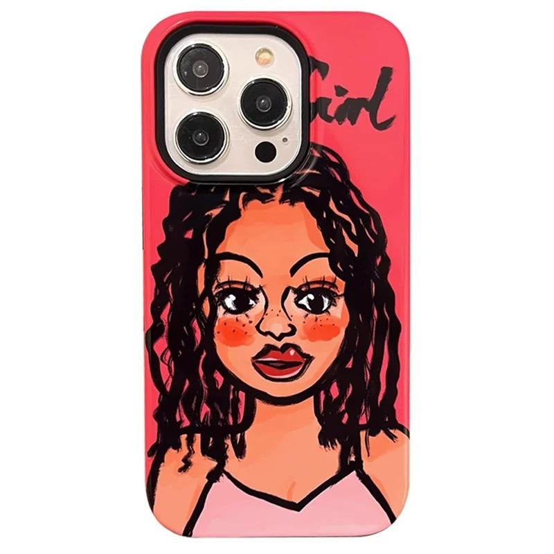 Graffiti Cartoon Couple iPhone Case - Retro Street Art Protective Cover for 11/12/13/14/15/16/17 Pro Max iPhone Case