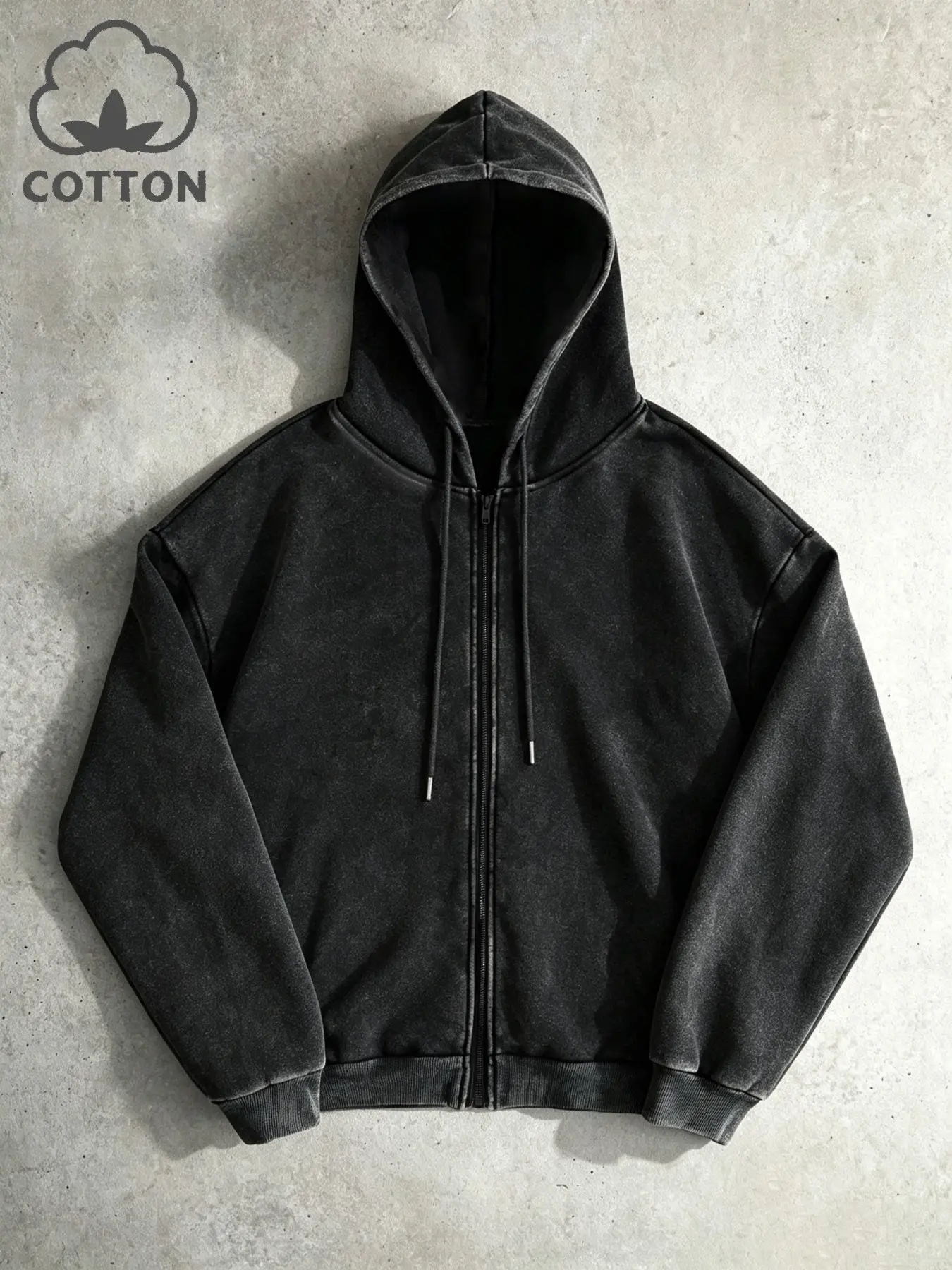 Men's Casual Long Sleeve Hooded Sweatshirt, Cotton Material, Comfortable and Skin-Friendly, American Street Style, Casual Streetwear Hoodie, Zipper Design, Regular Fit, Plain Hoodie, Tops, Menswear