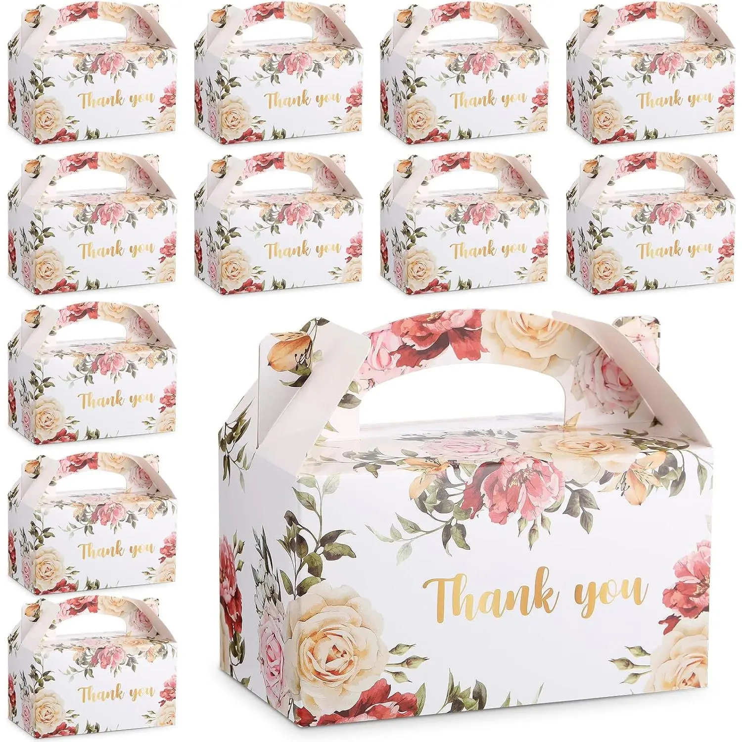 50 count Thank You  Boxes Floral Design  Boxes Flower Gable Boxes Wedding Party Favor Boxes for  Party