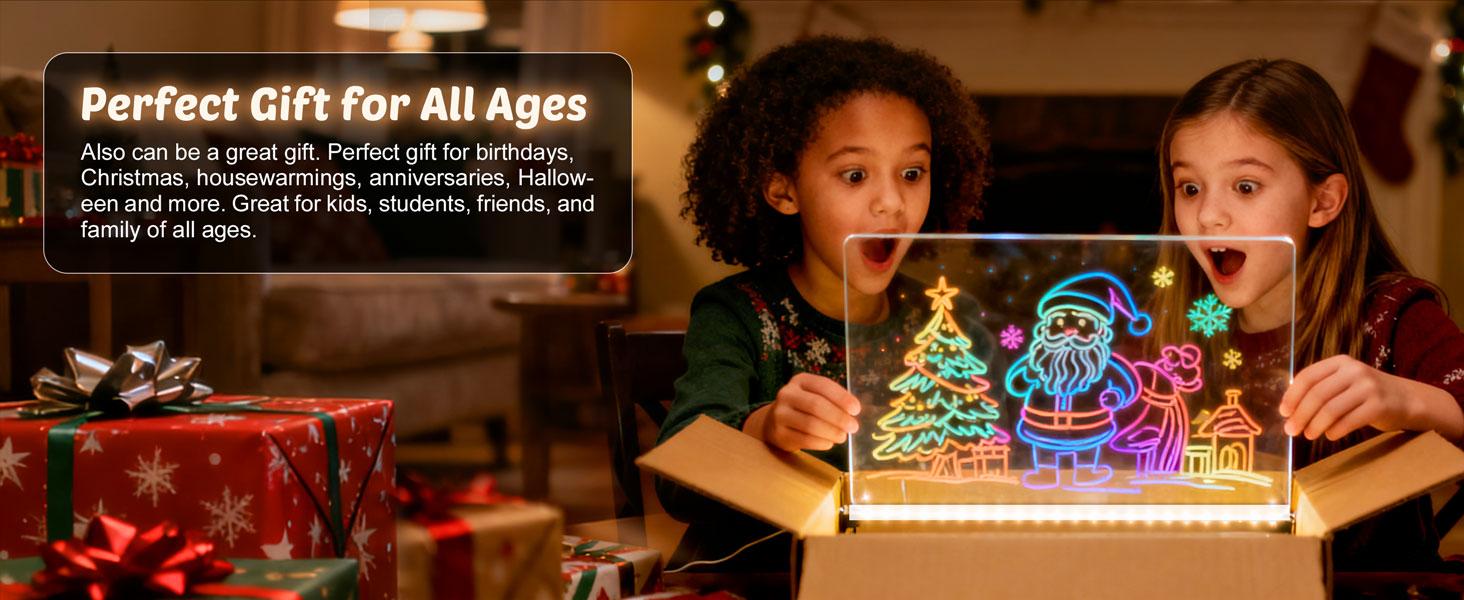 NewBlack Friday Children's LED Drawing Board 2026 New Model 12inch Luminous Notepad with 7 Markers and Tripod Color Doodle Luminous Board Children's Birthday Christmas Halloween Gift