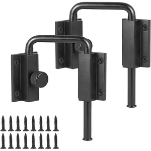 2 count Patio Sliding Door Loop Lock with Rotary Locking Design Heavy Duty Matte Black Stainless Steel Multi-Angle U-Bolt Latch 2.4"   Lock for Barn Door Window Closet Fence Shed Farm