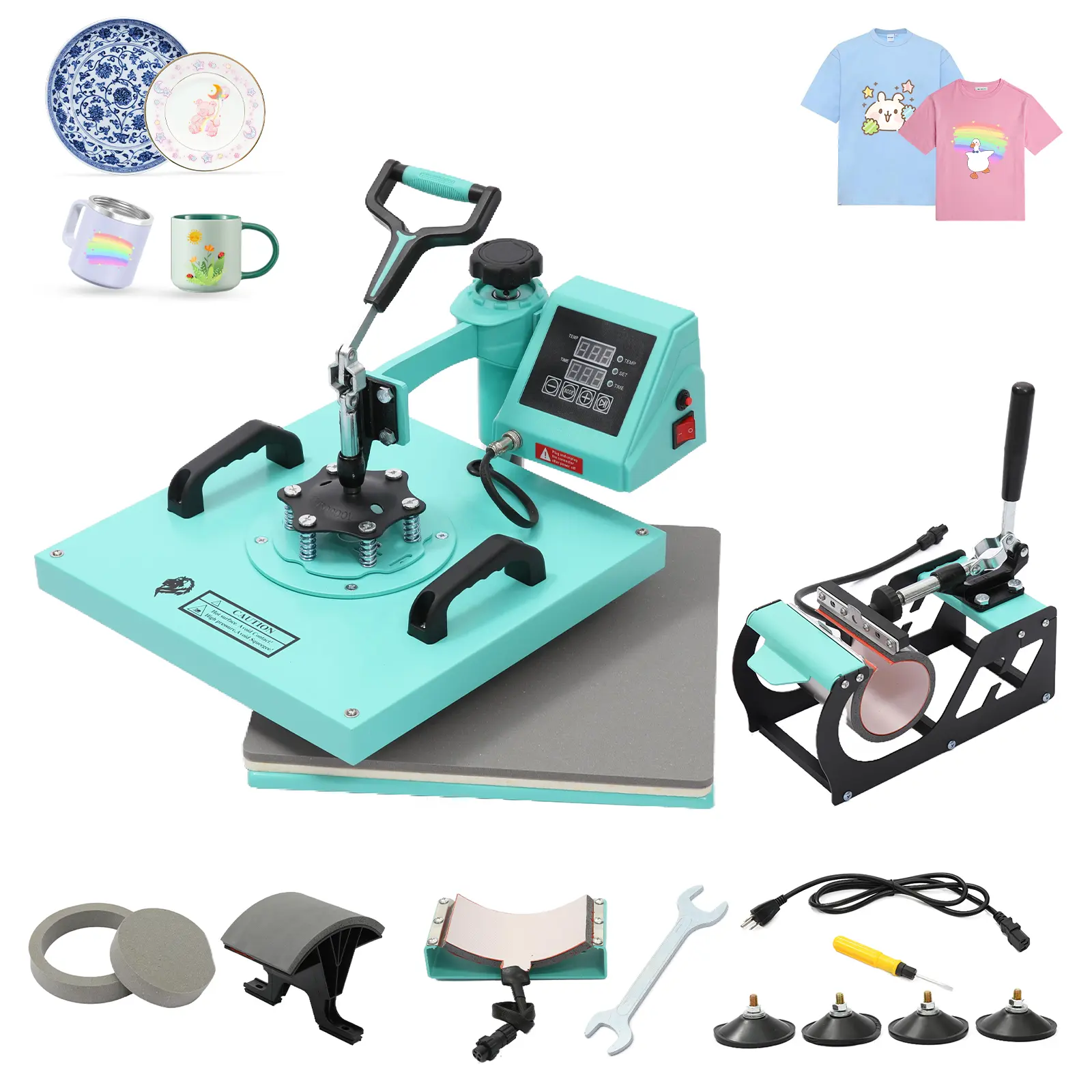 15x15 Inch 8-in-1 Swing-Away Heat Press Machine, TL38388, Dual Digital Display, Carbon Steel, for T-Shirts, Hats, Mugs, Plates