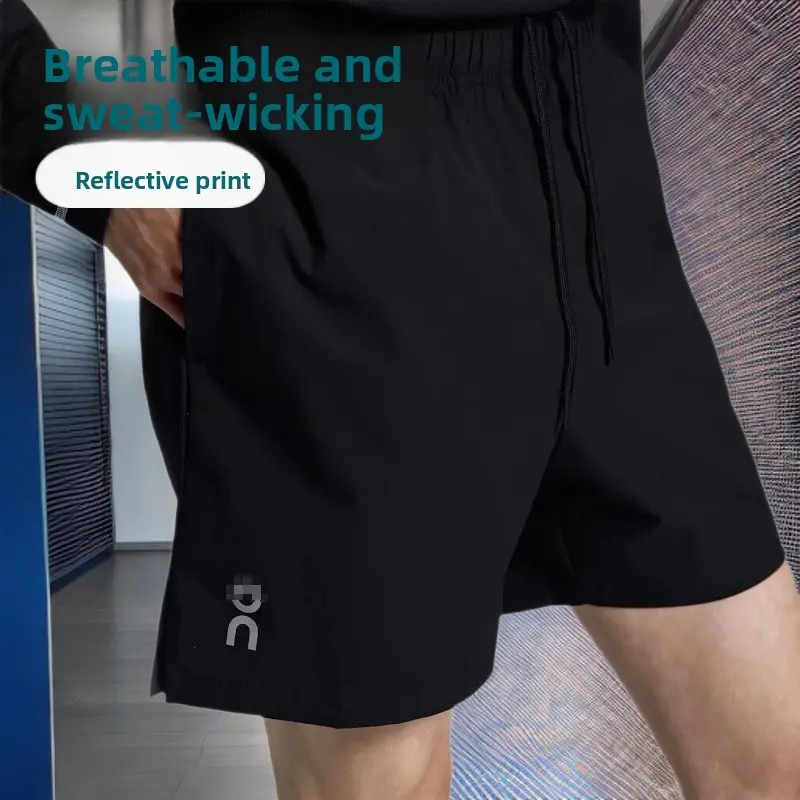 Summer sports quick-dry shorts with reflective print for casual running and fitness