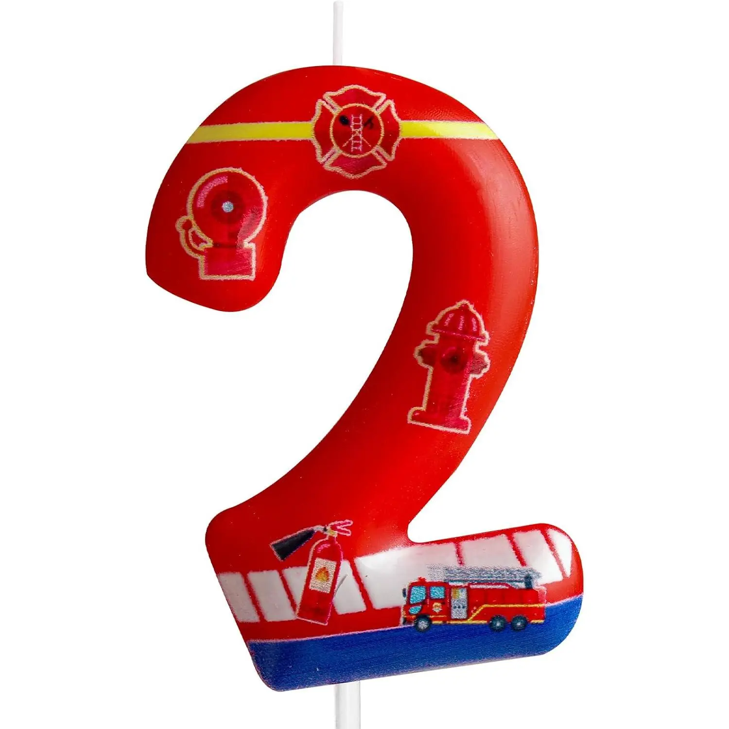2nd Birthday Candle Firetruck Number 2 Candle Fire  Cake Decoration Birthday Party Supplies Red Firefighter Extinguisher Themed Cake Topper Decorations for  Boy Girl Party Decor Supplies