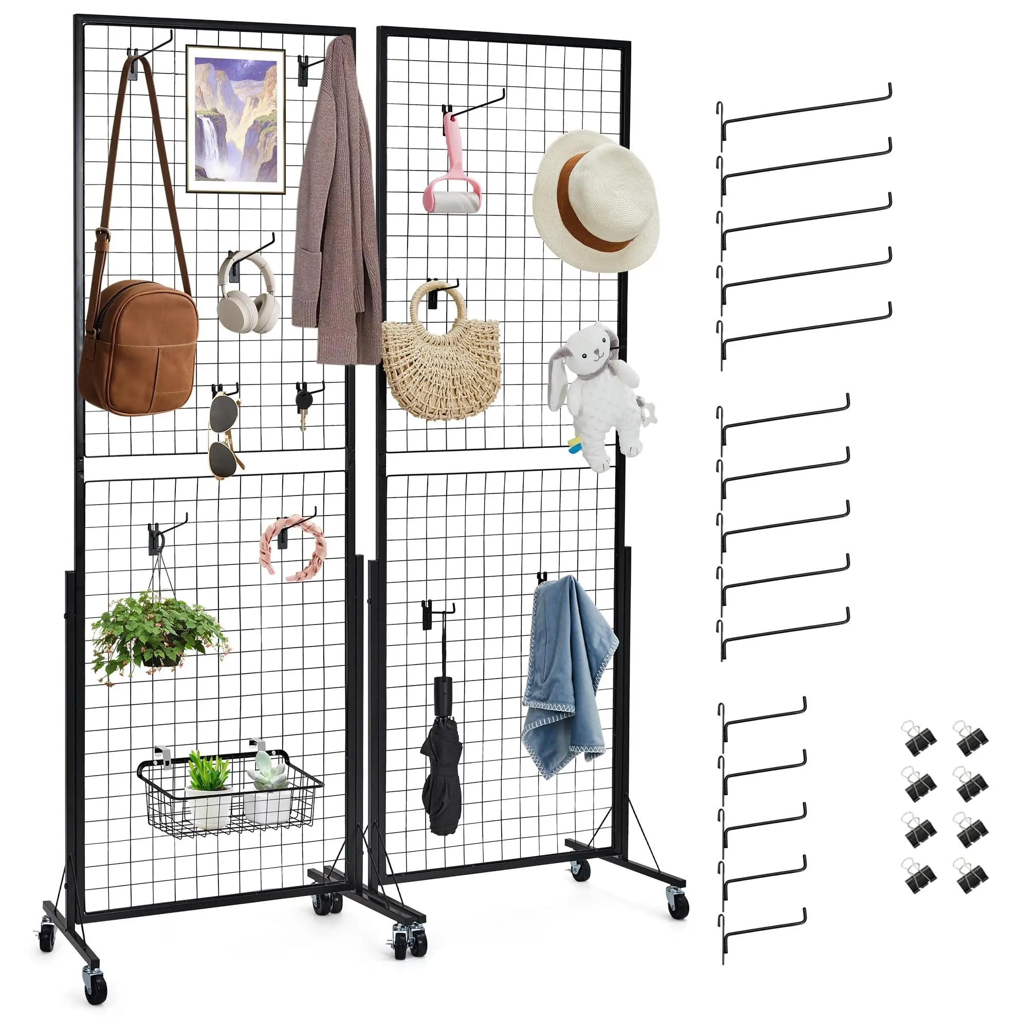 Garvee 2‑Pack Grid Wall Panels, 2' x 5.6' Grid Wall Panel Display Stand