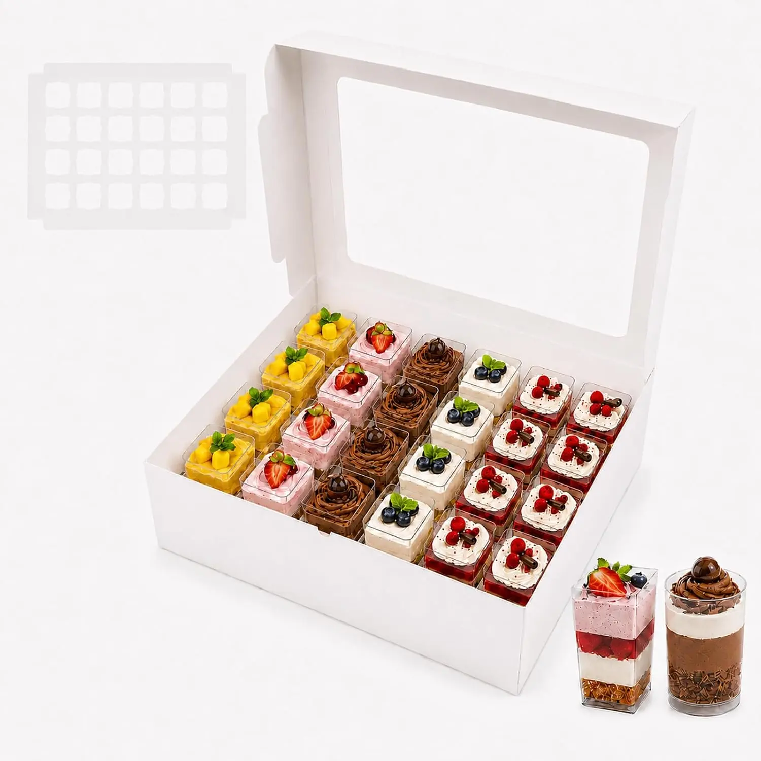 Dessert Shooter Boxes 3 Pack, Each Box Holds 20 Count 5 oz Dessert Shooter Cups, -Grade Dessert Cup Holder Boxes with Inserts, Dessert Shooter Box Packaging for Parties, Catering