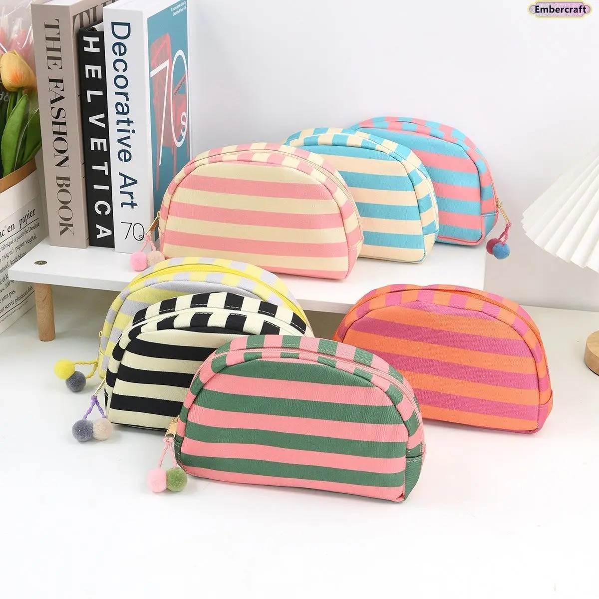 Elegant Makeup Organizer Pouches, Chic Striped Set for Women, Portable Purse Accessories for Skincare & Travel, Travel Cosmetic Bags, Cosmetics Bag, Travel Beauty Bag