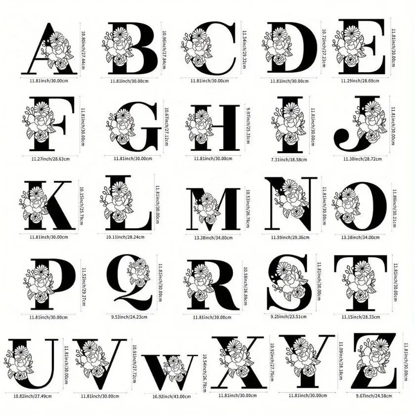 Elegant Metal Wall Art, Floral Letter Combination, Vintage Home Decor, Personalized Initial Letters, Iron Letter Sign, Multiple Options Available