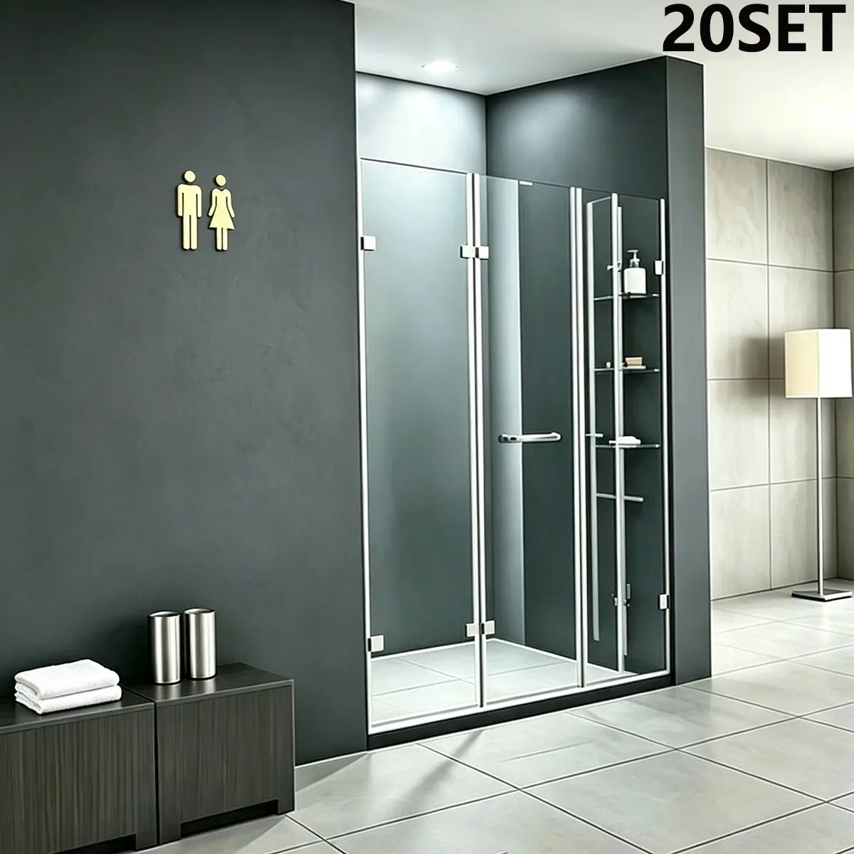 20sets Acrylic Mirror Wall Stickers, Men Women Restroom Signage, Toilet Guide Signs, Public Bathroom Indicator Decals for Hotel Restaurant Dorm, Home Wall Decor, Decorative