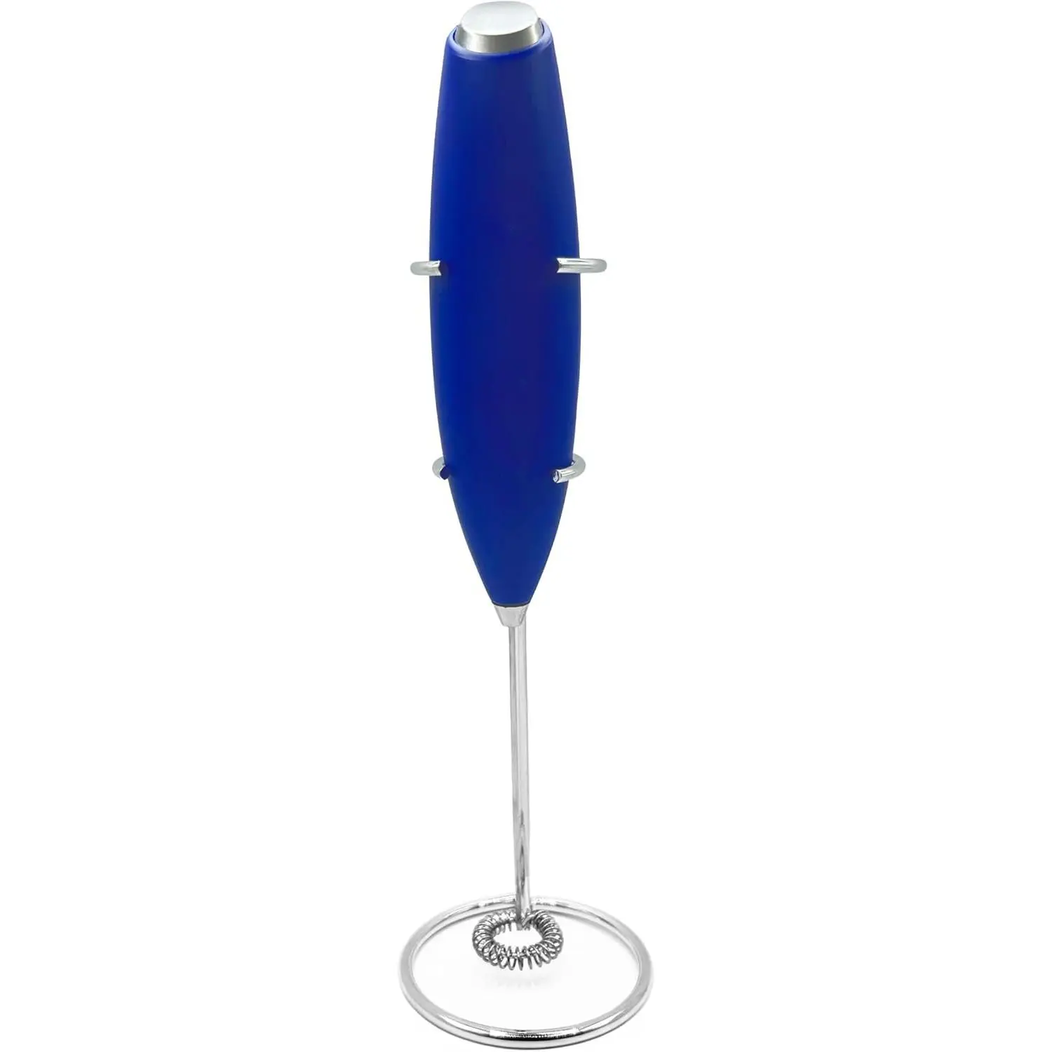 Electric Milk Frother for Matcha and Coffee, Handheld  Operated Drink Mixer with Stand, Stainless Steel Whisk, Blue