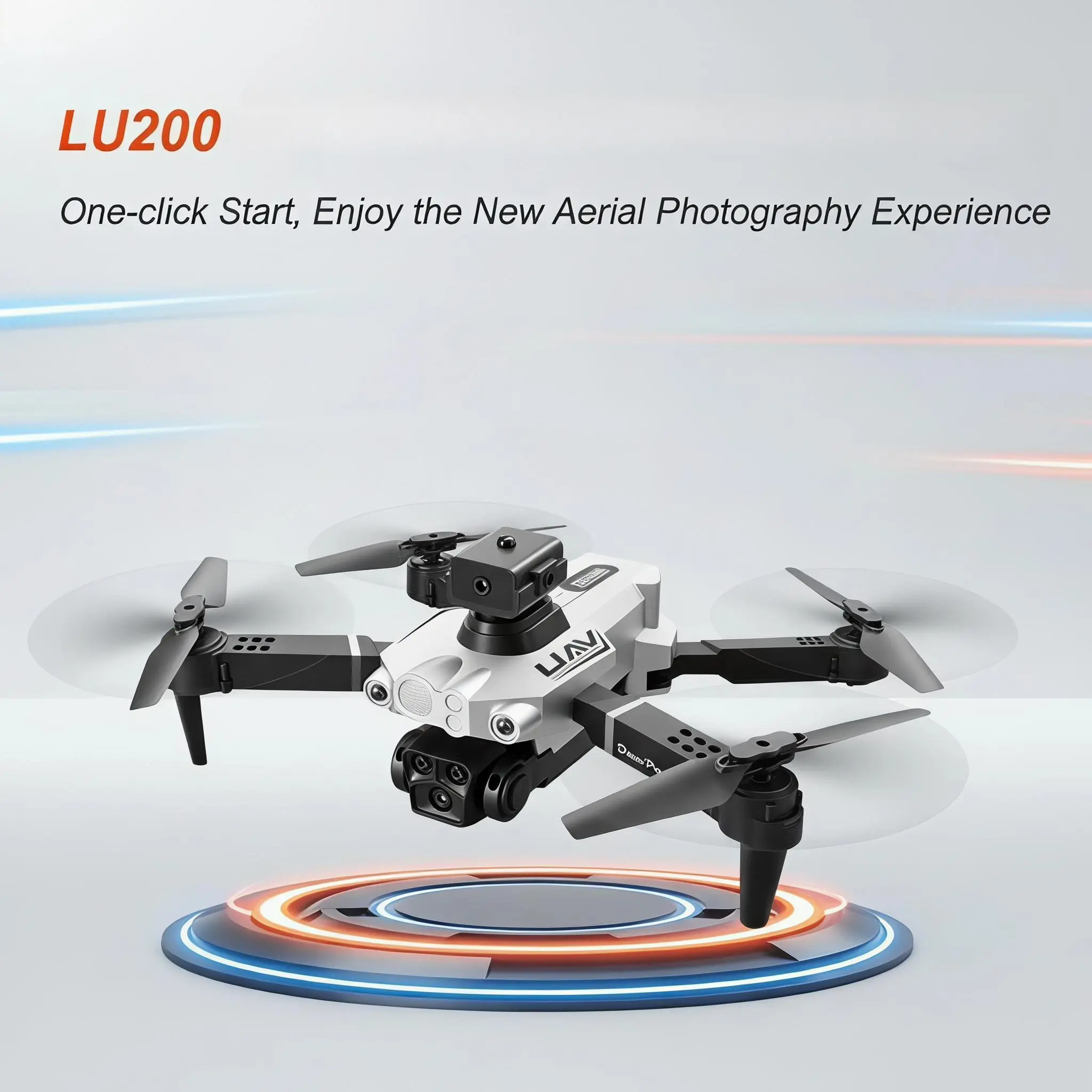 LU200 Silver RC Quadcopter Toy, Outdoor Recreational RC Flying Toy for Daily Leisure Play