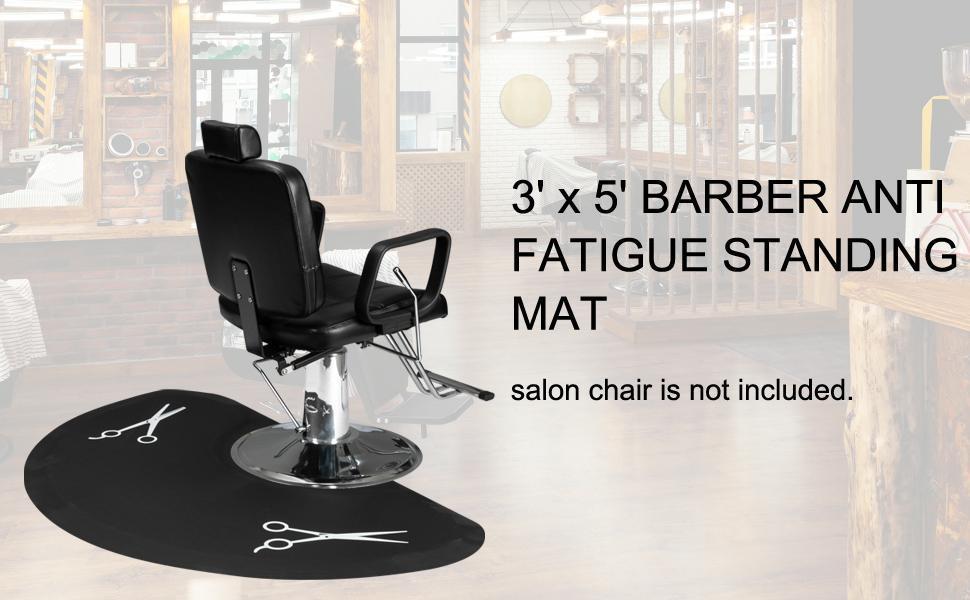 OmySalon 1/2'' Thick Anti Fatigue Mat for Hairstylist Standing, 3'x5' Barber Floor Matt with Scissor Under Salon Chair, Hair Cutting Hairdressing Equipment